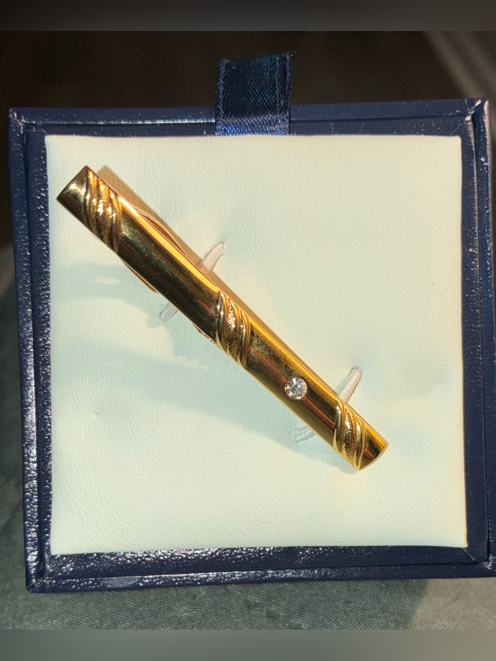 Stafford Gold-Tone Tie Clip with Clear Accent - Picture 2 of 5